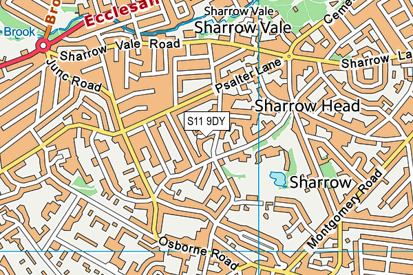 S11 9DY map - OS VectorMap District (Ordnance Survey)