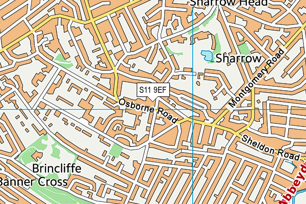 S11 9EF map - OS VectorMap District (Ordnance Survey)
