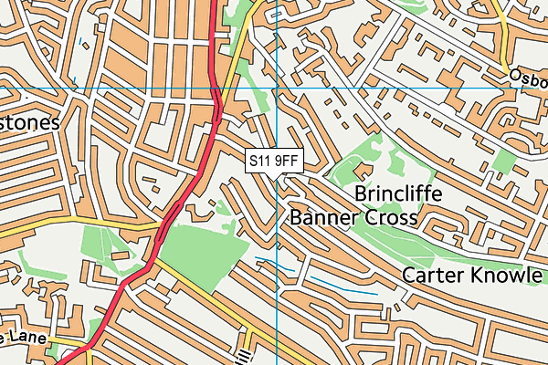 S11 9FF map - OS VectorMap District (Ordnance Survey)