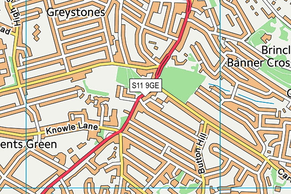 S11 9GE map - OS VectorMap District (Ordnance Survey)