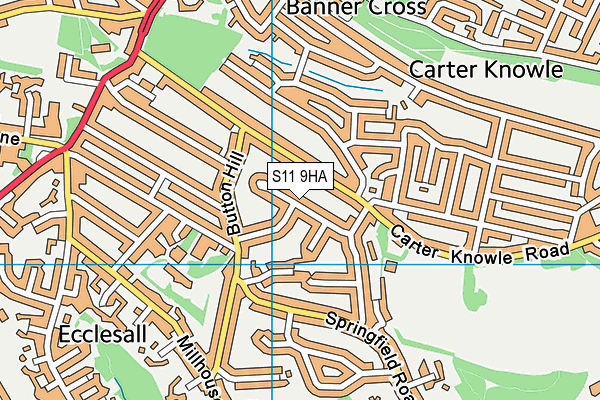 S11 9HA map - OS VectorMap District (Ordnance Survey)