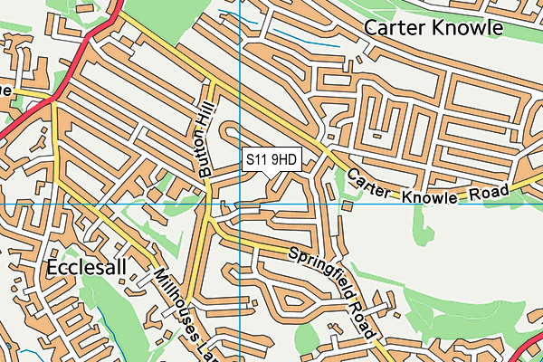 S11 9HD map - OS VectorMap District (Ordnance Survey)