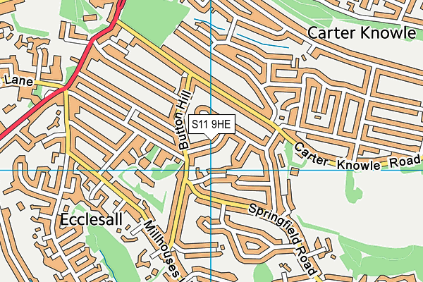 S11 9HE map - OS VectorMap District (Ordnance Survey)