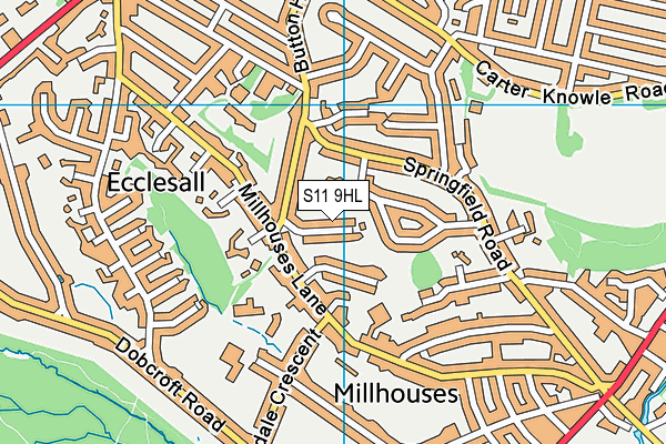 S11 9HL map - OS VectorMap District (Ordnance Survey)