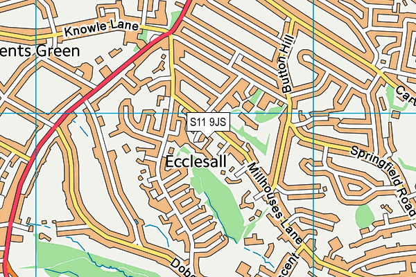 S11 9JS map - OS VectorMap District (Ordnance Survey)