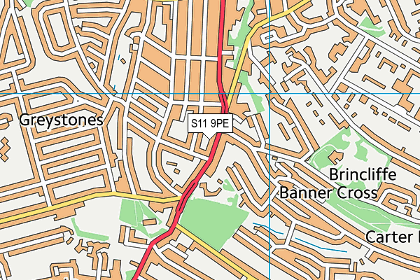 S11 9PE map - OS VectorMap District (Ordnance Survey)