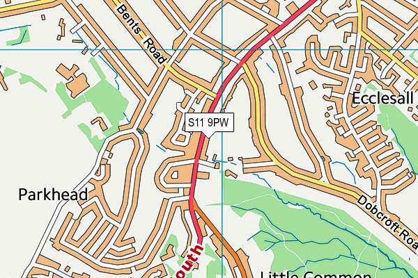 S11 9PW map - OS VectorMap District (Ordnance Survey)