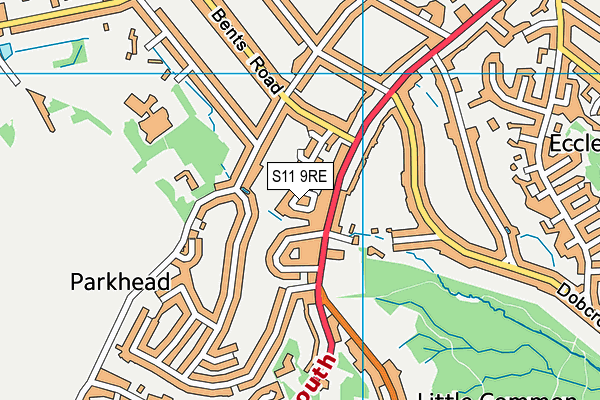S11 9RE map - OS VectorMap District (Ordnance Survey)
