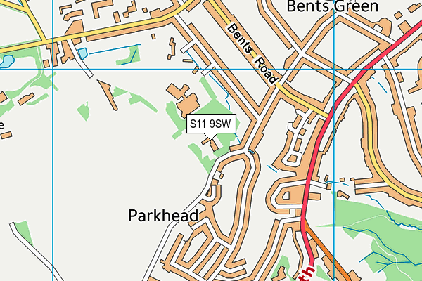 S11 9SW map - OS VectorMap District (Ordnance Survey)