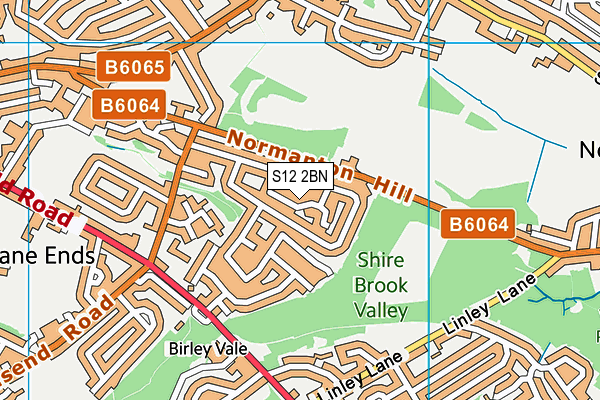 S12 2BN map - OS VectorMap District (Ordnance Survey)
