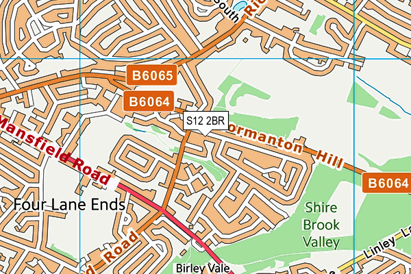S12 2BR map - OS VectorMap District (Ordnance Survey)