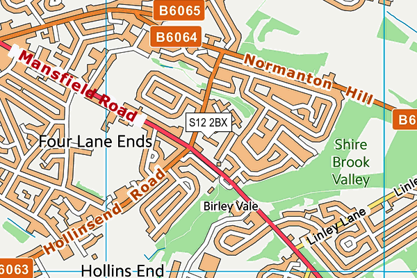 S12 2BX map - OS VectorMap District (Ordnance Survey)