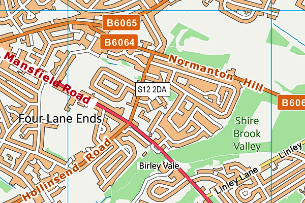 S12 2DA map - OS VectorMap District (Ordnance Survey)