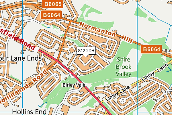 S12 2DH map - OS VectorMap District (Ordnance Survey)