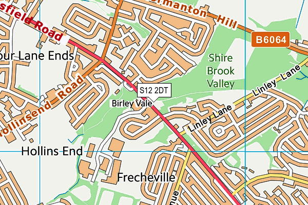 S12 2DT map - OS VectorMap District (Ordnance Survey)