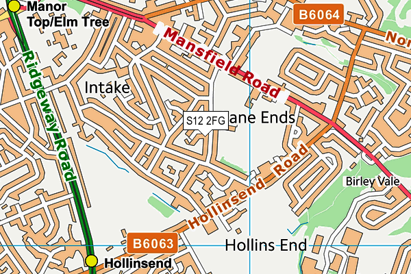 S12 2FG map - OS VectorMap District (Ordnance Survey)