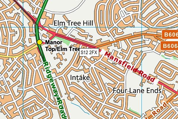 S12 2FX map - OS VectorMap District (Ordnance Survey)