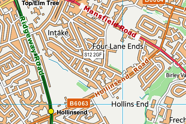 S12 2GF map - OS VectorMap District (Ordnance Survey)