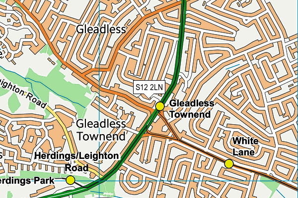 S12 2LN map - OS VectorMap District (Ordnance Survey)