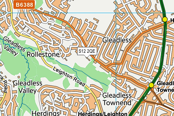 S12 2QE map - OS VectorMap District (Ordnance Survey)