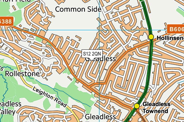 S12 2QN map - OS VectorMap District (Ordnance Survey)
