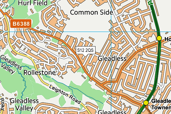 S12 2QS map - OS VectorMap District (Ordnance Survey)
