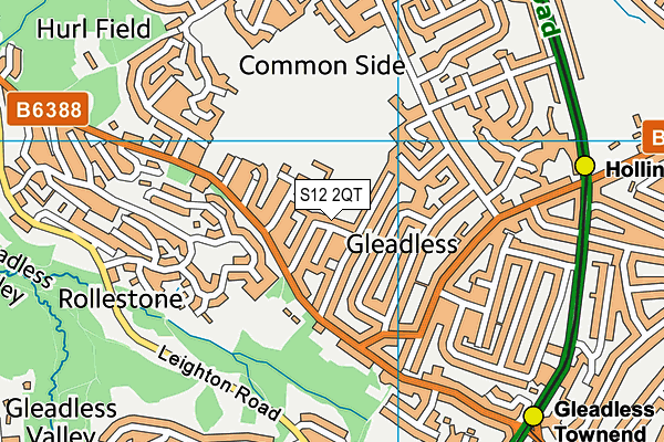 S12 2QT map - OS VectorMap District (Ordnance Survey)