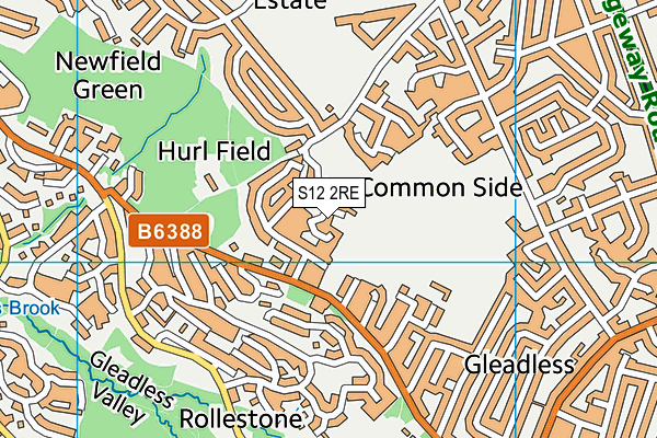 S12 2RE map - OS VectorMap District (Ordnance Survey)