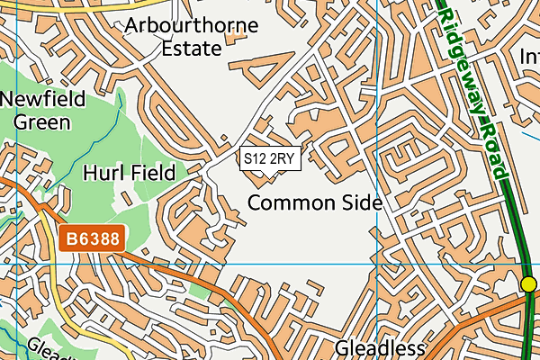 S12 2RY map - OS VectorMap District (Ordnance Survey)