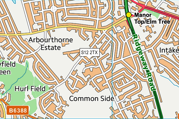 S12 2TX map - OS VectorMap District (Ordnance Survey)