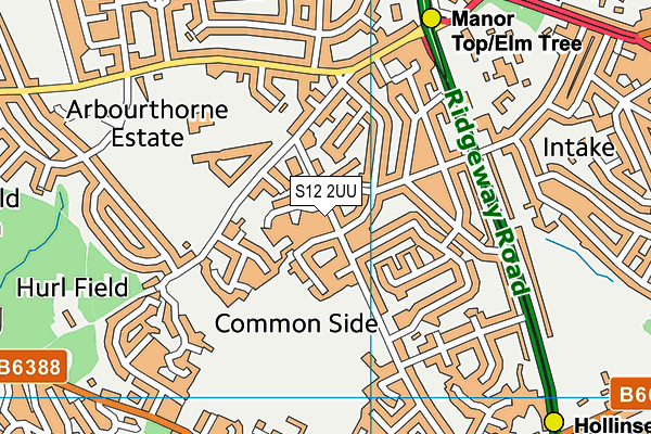 S12 2UU map - OS VectorMap District (Ordnance Survey)