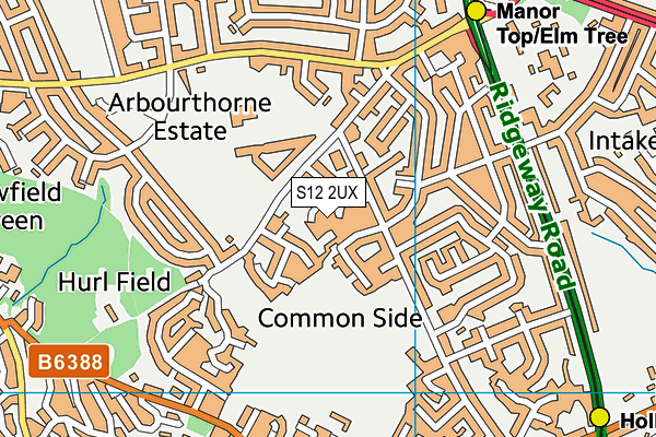S12 2UX map - OS VectorMap District (Ordnance Survey)