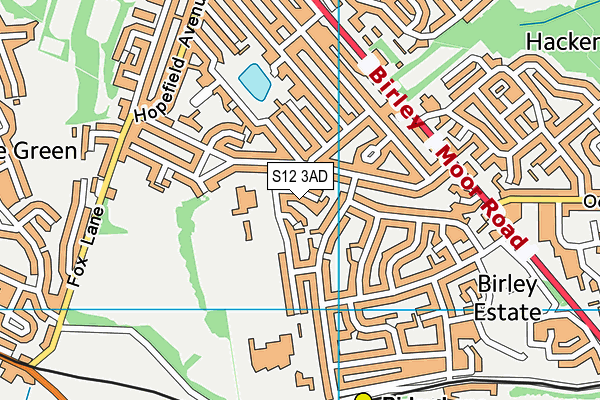S12 3AD map - OS VectorMap District (Ordnance Survey)
