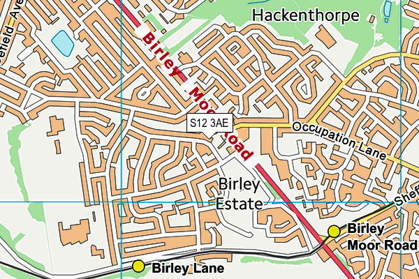 S12 3AE map - OS VectorMap District (Ordnance Survey)