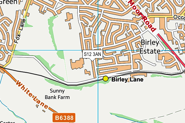 S12 3AN map - OS VectorMap District (Ordnance Survey)