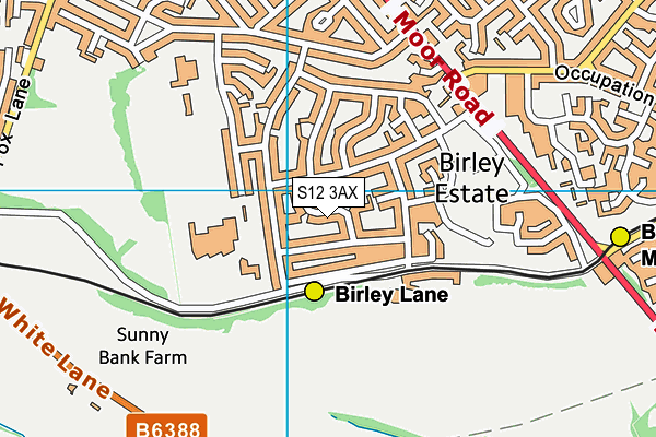 S12 3AX map - OS VectorMap District (Ordnance Survey)