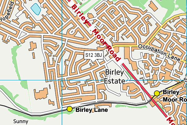 S12 3BJ map - OS VectorMap District (Ordnance Survey)