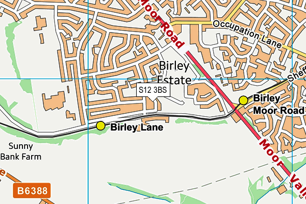 S12 3BS map - OS VectorMap District (Ordnance Survey)