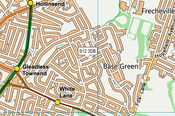 S12 3DB map - OS VectorMap District (Ordnance Survey)