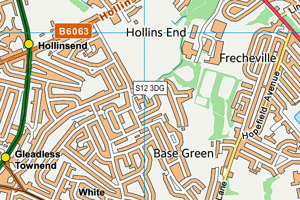 S12 3DG map - OS VectorMap District (Ordnance Survey)