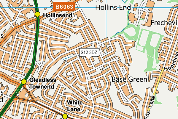 S12 3DZ map - OS VectorMap District (Ordnance Survey)