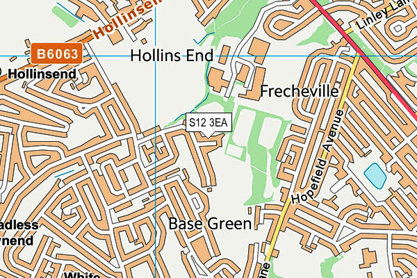 Frecheville Playing Fields map (S12 3EA) - OS VectorMap District (Ordnance Survey)