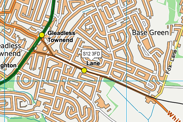 S12 3FD map - OS VectorMap District (Ordnance Survey)