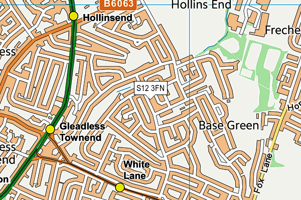 S12 3FN map - OS VectorMap District (Ordnance Survey)