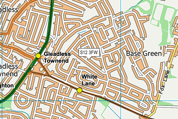 S12 3FW map - OS VectorMap District (Ordnance Survey)