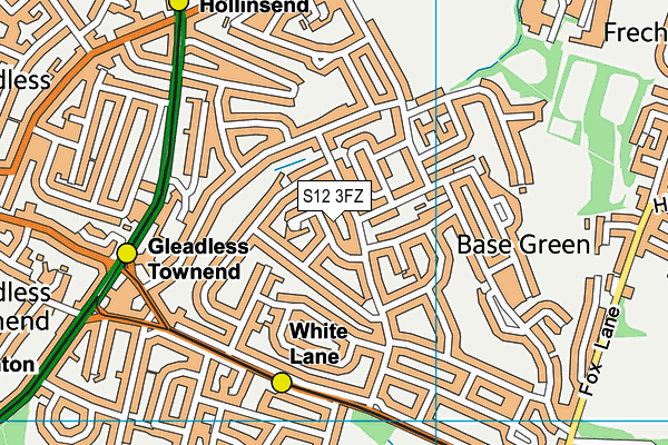 S12 3FZ map - OS VectorMap District (Ordnance Survey)