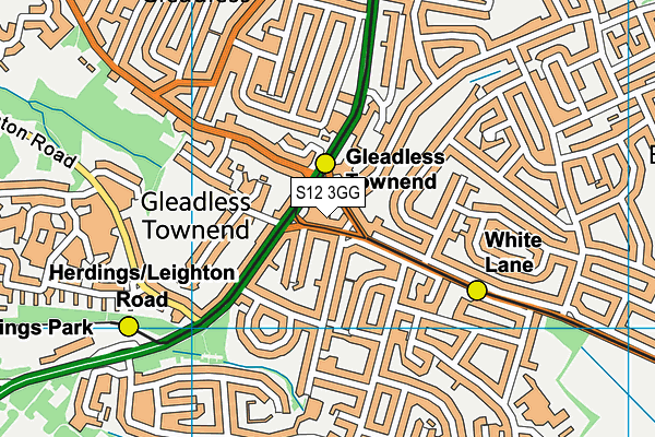 S12 3GG map - OS VectorMap District (Ordnance Survey)