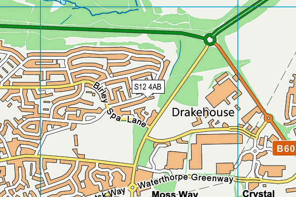 S12 4AB map - OS VectorMap District (Ordnance Survey)