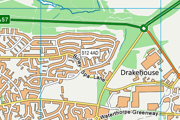S12 4AD map - OS VectorMap District (Ordnance Survey)