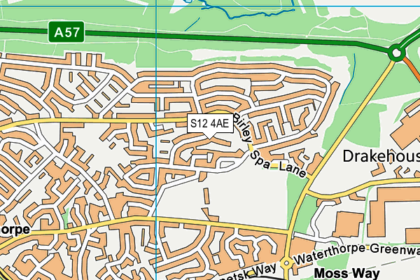 S12 4AE map - OS VectorMap District (Ordnance Survey)